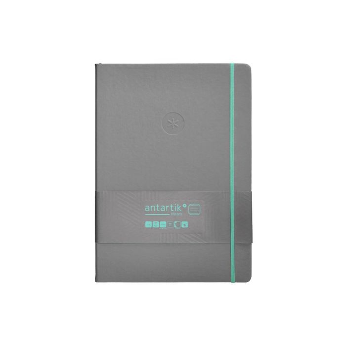 Cuaderno Con Gomilla Antartik Notes Tapa Dura A4 Hojas Rayas Gris Y Turquesa 100 Hojas 80 gr Fsc 1