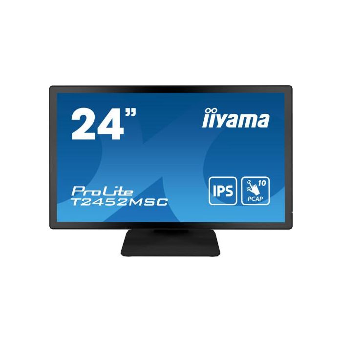 Iiyama Monitor Táctil 24" T2452MSC-B1, IPS, Full HD, Capacitivo 10 Puntos, HDMI, DisplayPort, USB, VESA 100x100, Negro
