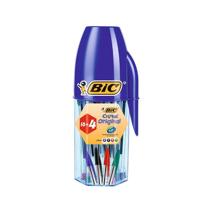 Boligrafo Bic Cristal Mega Tubo 16+4 Unidades Colores Surtidos 8 Azules - 5 Negros - 4 Rojos- 3 Verdes 1