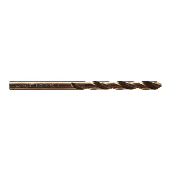 Wolfcraft Broca para Metal HSS Cobalto Rectificada Ø5x86 mm, Longitud Trabajo 52 mm, Punta 130°, para Acero Inoxidable Wolfcraft Broca para Metal HSS Cobalto Rectificada Ø5x86 mm, Longitud Trabajo 52 mm, Punta 130°, para Acero Inoxidable