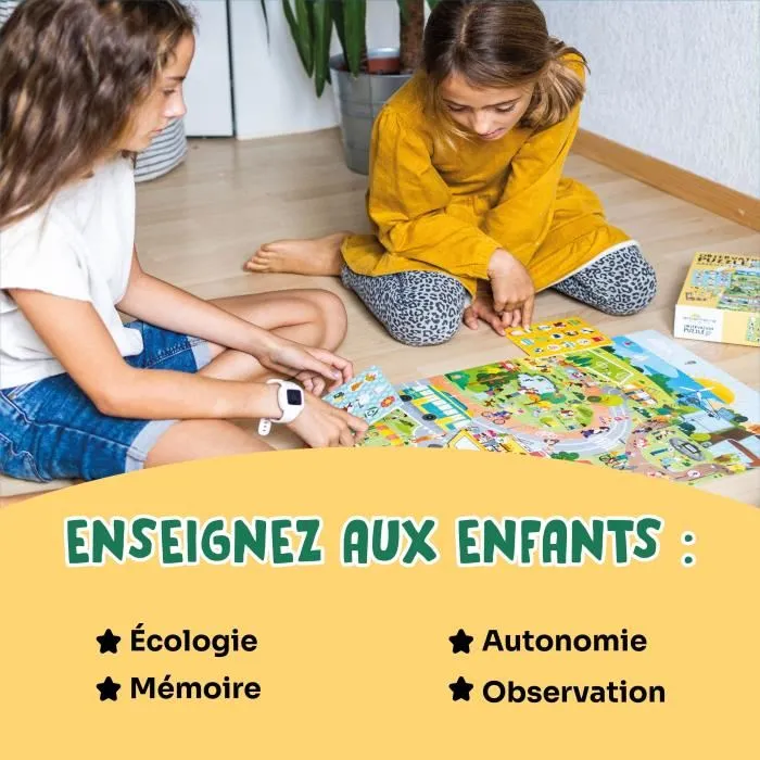 Adventerra GEO7640179640503 Juegos educativos Puzzle de observación Ciudad Verde Puzzle ecológico Descubrimiento ciudades sostenibles Póster incluido 3