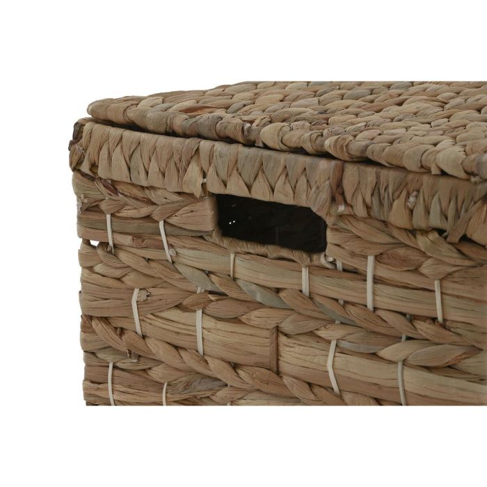 DKD Home Decor Caja Tropical de Jacinto de agua y Metal Natural 34x33x52 cm Set de 2 2