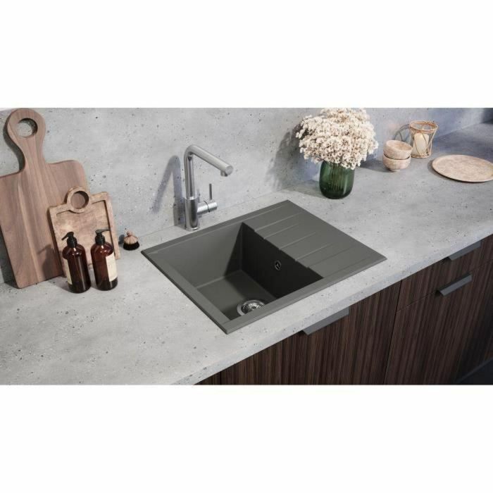 Stradour STR3660428009152 Fregadero Resina SMC Gris hormigón Encastrable Cubo 1C XS 62x50 cm 1