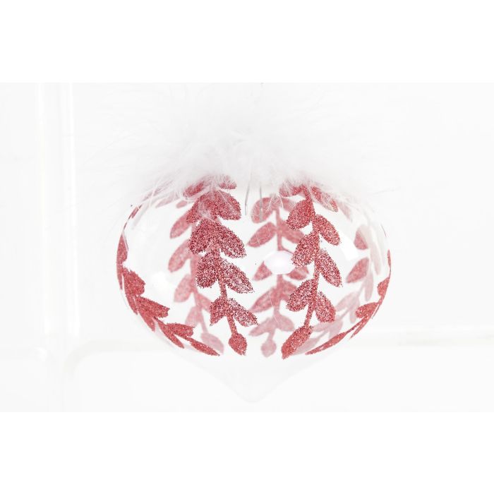 DKD Home Decor Decoración Colgante Navidad Tradicional, Cristal Poliéster, Surtido Rojo Rosa Blanco, 8x8x8 cm (12 Unidades) 2