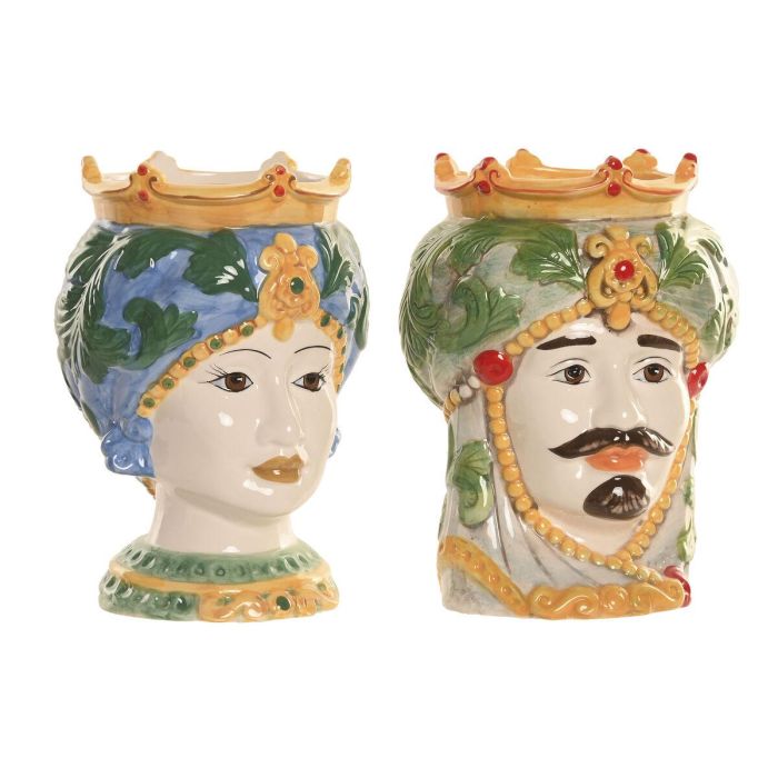 Macetero Mediterraneo DKD Home Decor Verde Multicolor 15 x 26.5 x 15 cm (2 Unidades) Macetero Mediterraneo DKD Home Decor Verde Multicolor 15 x 26.5 x 15 cm (2 Unidades)