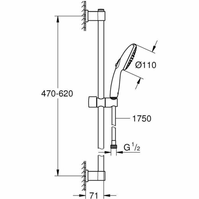 Grohe 279482431 Set de Ducha Vitalio Start 110, Rociador 2 Chorros, Barra 60 cm, Flexo 1.75m, Ahorro de Agua, Negro Mate 2 Grohe 279482431 Set de Ducha Vitalio Start 110, Rociador 2 Chorros, Barra 60 cm, Flexo 1.75m, Ahorro de Agua, Negro Mate 2