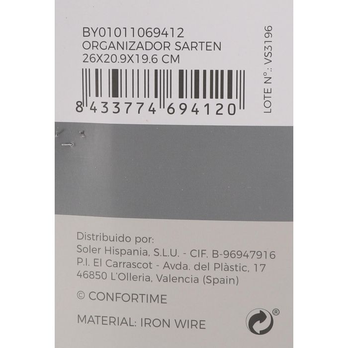 Confortime Organizador de Sartenes Blanco 26 x 20.9 x 19.6 cm (12 Unidades) 4