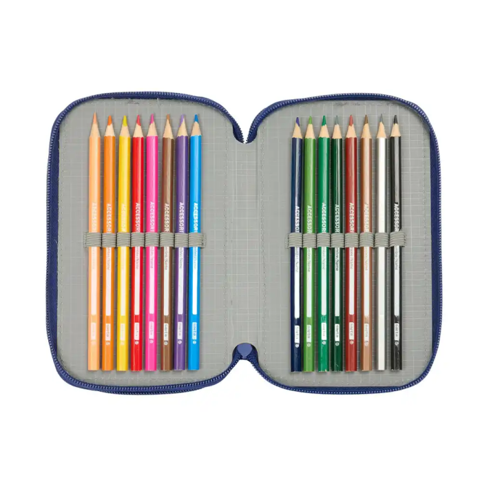 Plumier Triple F.C. Barcelona Azul marino 12,5 x 19,5 x 5,5 cm 37 Piezas 4