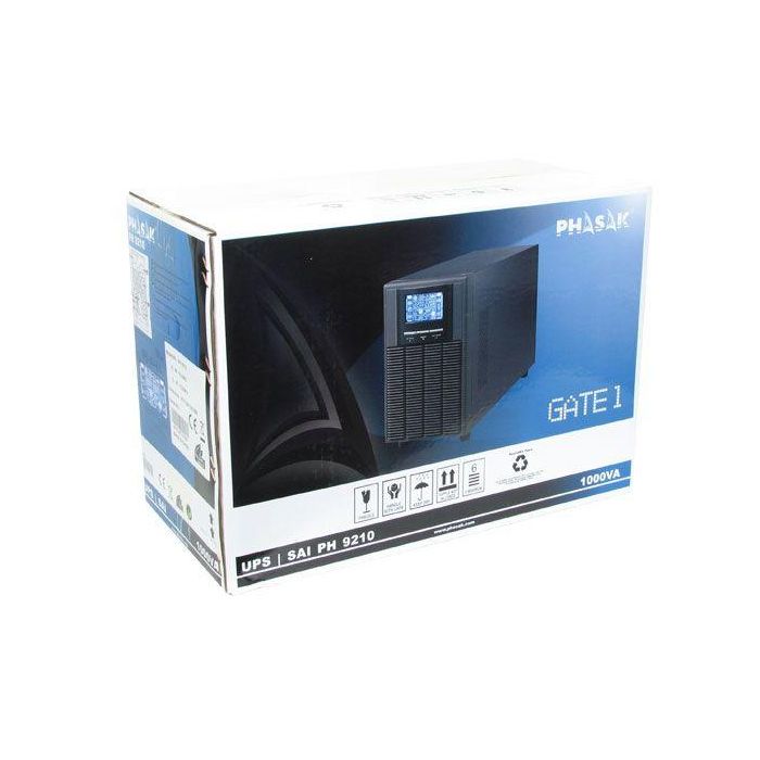 Phasak PH 9210 - SAI UPS Online Gate Pro 1000VA Doble Conversión Monofásico | 3xSchuko, LCD, RJ45, Baterías Ext. 5