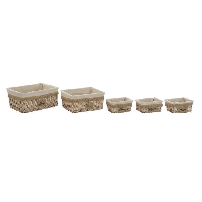 Cesta DKD Home Decor Natural Marron 40 x 22 x 48 cm Set de 5 1