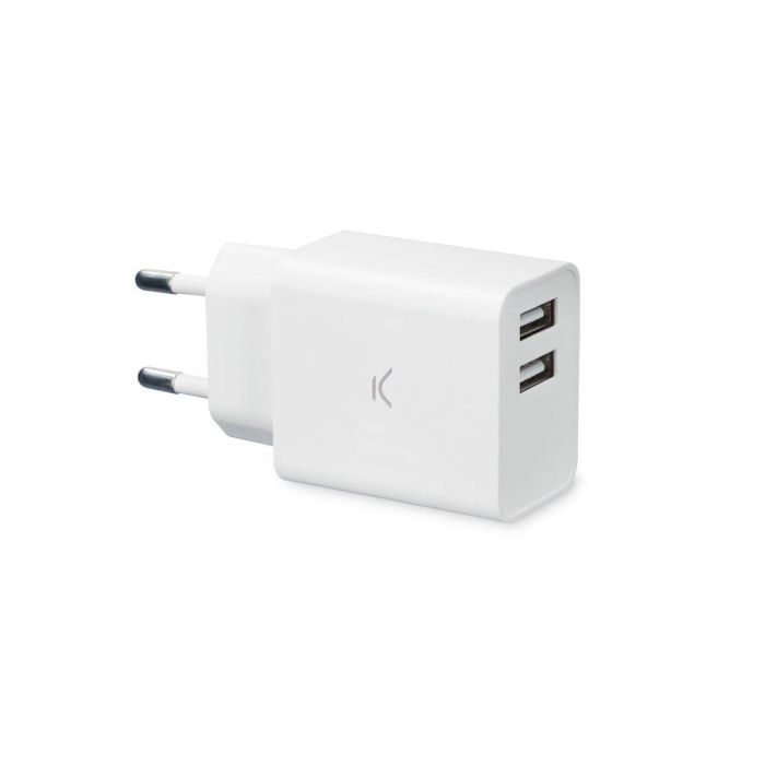 Cargador de Pared KSIX 2 USB 2.4A Blanco 6 Cargador de Pared KSIX 2 USB 2.4A Blanco 6