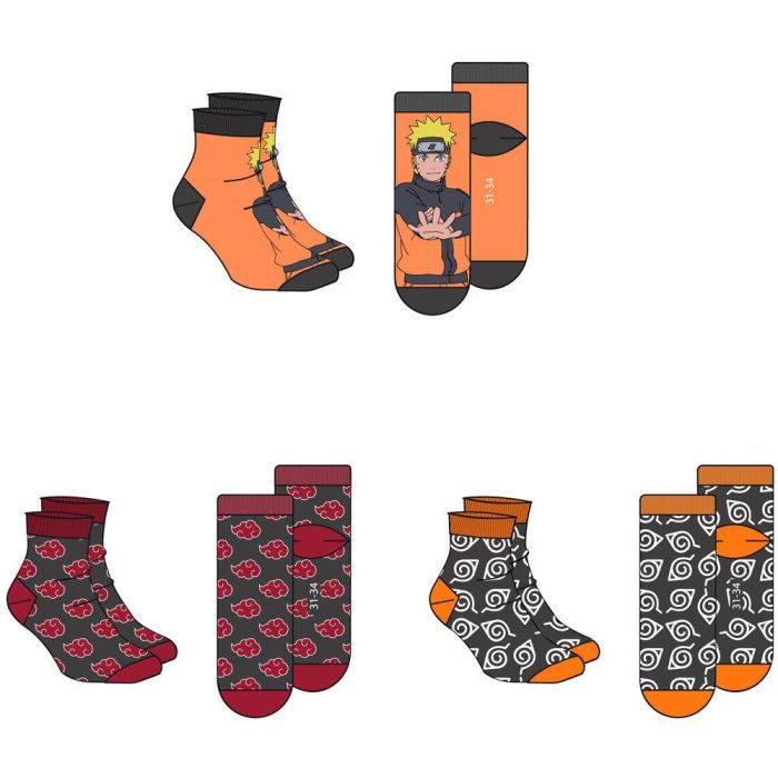 Set 3 calcetines Naruto Shippuden adulto surtido 1
