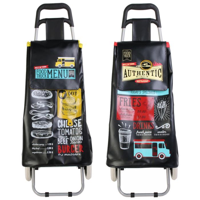 Entre Temps Carro Compra Food Truck Authentic y Menu, 50L, 95cm, Bolso PVC, Cremallera Trasera 2