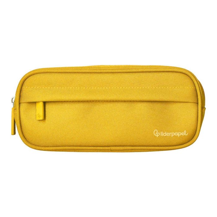 Estuche Portatodo Liderpapel Classic Ovalado 2 Cremalleras Con Bolsillo Delantero 210x90 mm Amarillo