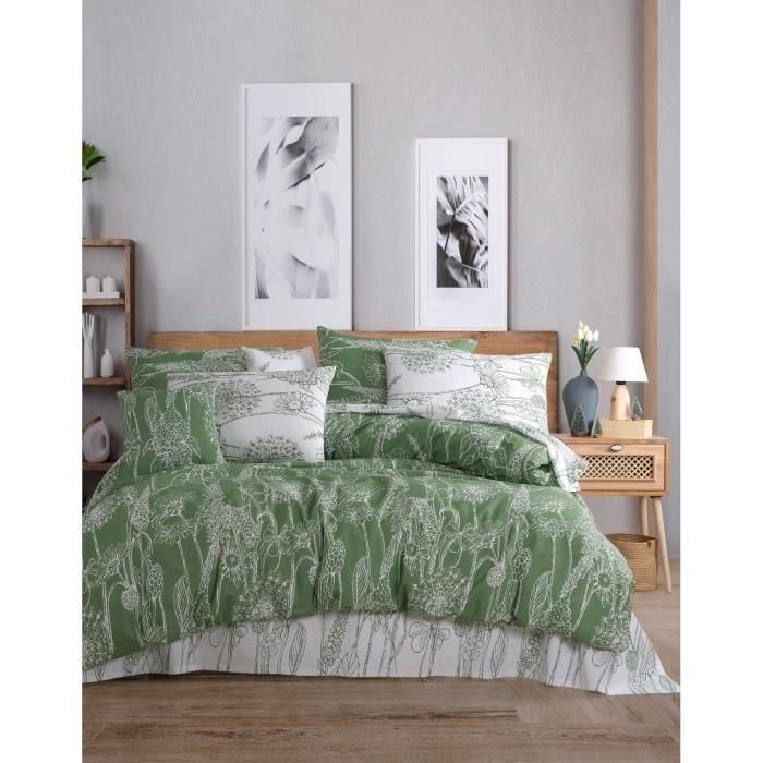 Juego de cama ASI8684282608837 - 1 funda nórdica 220x240 cm + 2 fundas de almohada 60x60 cm - 100% algodón reforzado - Verde 0 Juego de cama ASI8684282608837 - 1 funda nórdica 220x240 cm + 2 fundas de almohada 60x60 cm - 100% algodón reforzado - Verde 0