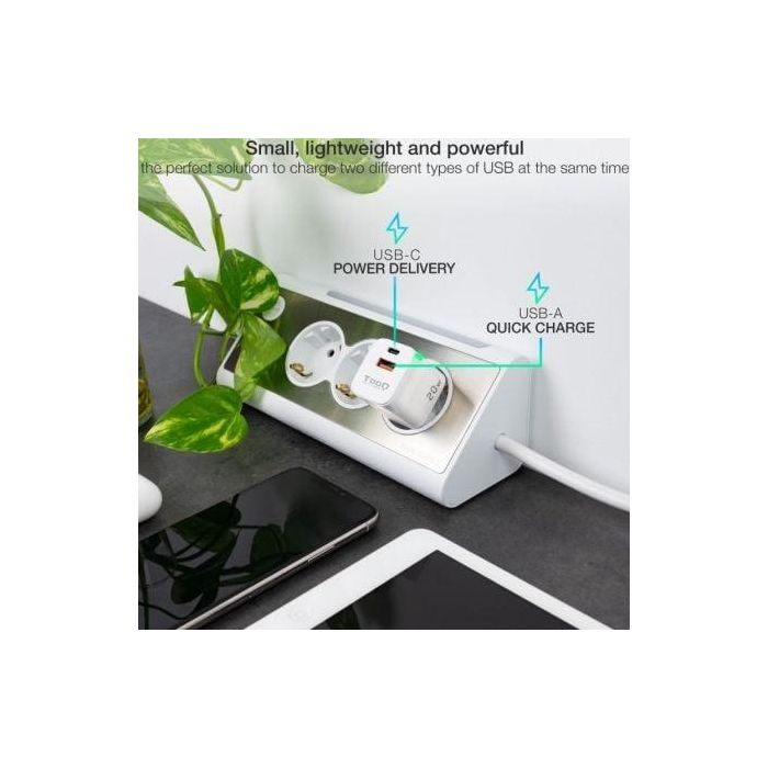 TOOQ CARGADOR DE PARED USB-C/PD + USB-A/QC 20W 3