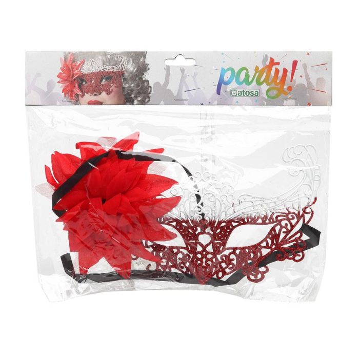 Mascara Veneciana Rojo Brillante Filigrana Flor Lateral para Fiestas Disfraces Carnavales Eventos Temática Barroca 1 Mascara Veneciana Rojo Brillante Filigrana Flor Lateral para Fiestas Disfraces Carnavales Eventos Temática Barroca 1