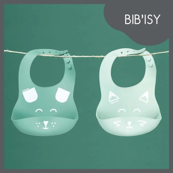 Babymoov Lote 2 Baberos BIB'ISY Silicona con Bolsillo Delantero Ajustable y Fácil Limpieza 1