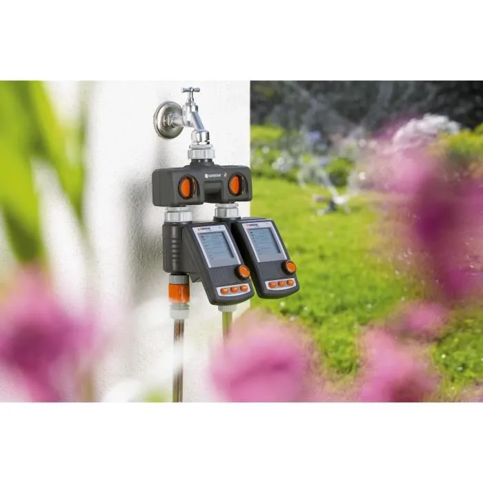 Gardena Distribuidor de 2 Vías con Adaptador ½ pulg - ¾ pulg y 1 pulg, Polipropileno, Protección contra Heladas 1