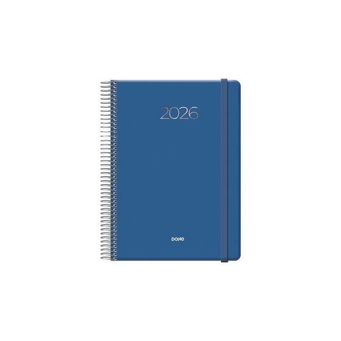 Agenda Anual (2026) Dohe Denver Espiral Tapa Extra Con Goma 150X210 D/P Azul Marino