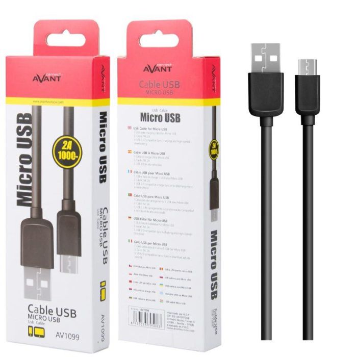 AVANT CONNECT CABLE AVANT MICRO USB A USB 1M - 2A - NEGRO
