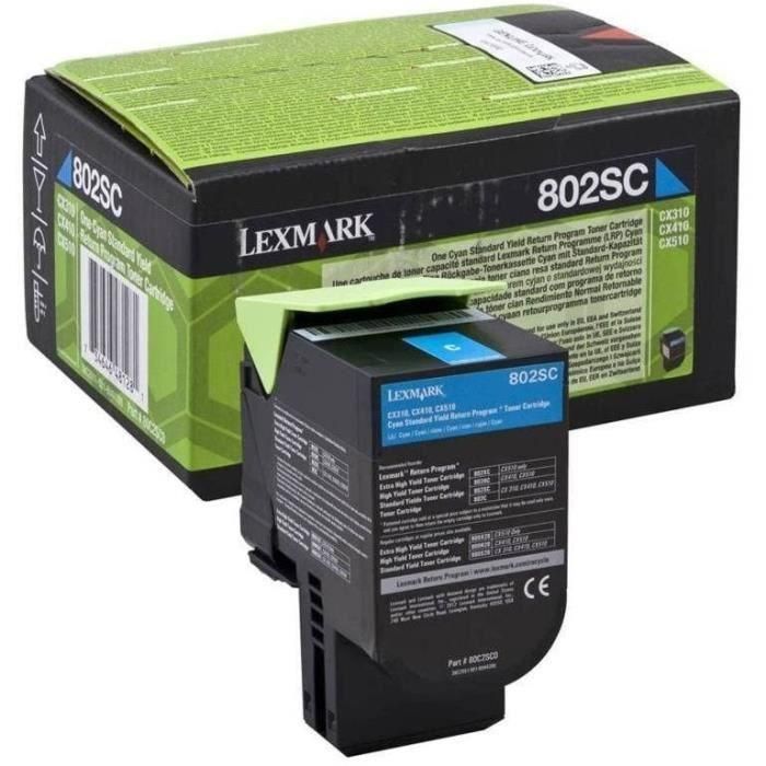 Lexmark Toner 802SC - 80C2SC0 - Cian - 2,000 páginas 1 Lexmark Toner 802SC - 80C2SC0 - Cian - 2,000 páginas 1
