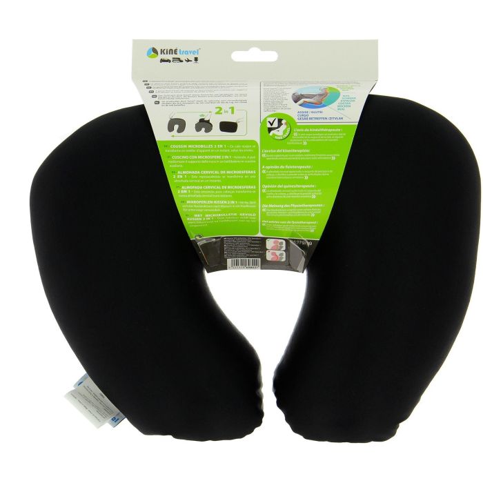 KINE TRAVEL Cojín 2 en 1 Nuca/Almohada Extra 37x29x10 cm - Aprobado Fisioterapeuta Espalda - Microperlas y Tela Cómoda 3