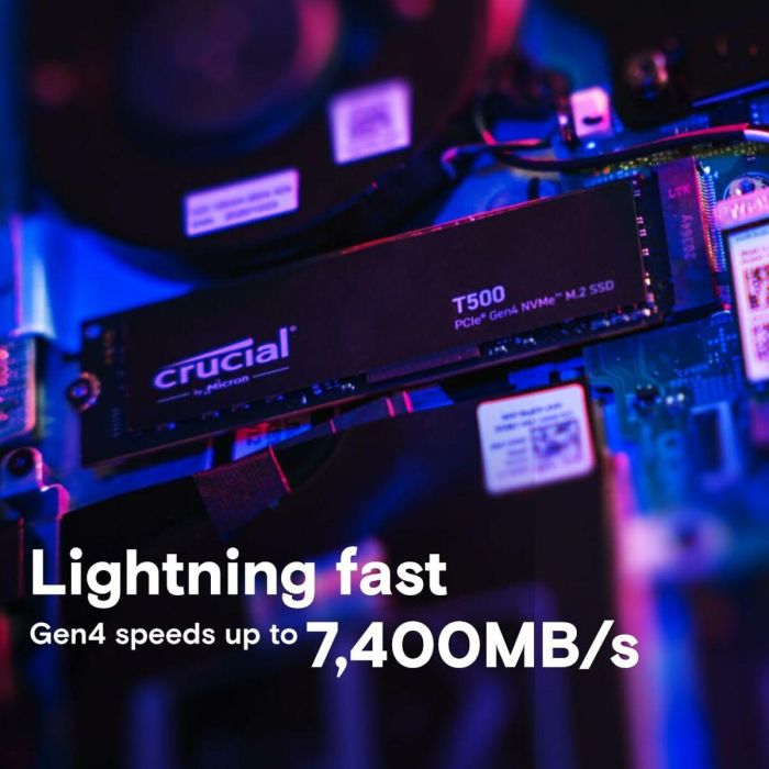 Crucial CT4000T500SSD3 T500 Disco Duro SSD Interno 4TB NVMe PCIe Gen 4x4 M.2 2280 7000MB/s 6900MB/s 10