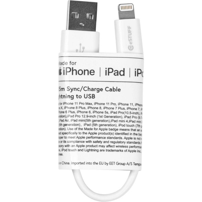 eSTUFF Lightning Cable MFI 0.15m White 2 eSTUFF Lightning Cable MFI 0.15m White 2