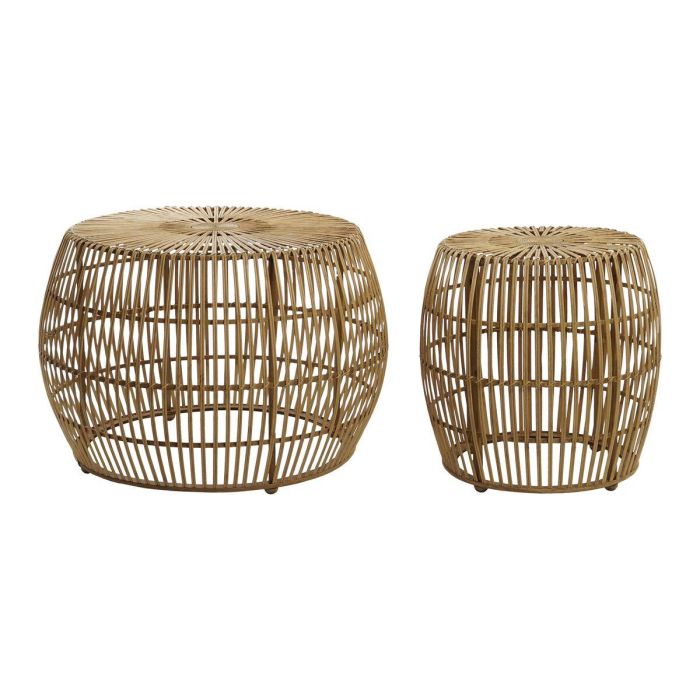 Juego de 2 mesas DKD Home Decor Marrón claro 70 x 70 x 50 cm 0 Juego de 2 mesas DKD Home Decor Marrón claro 70 x 70 x 50 cm 0