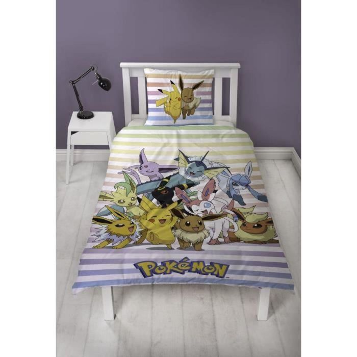 Pokemon - AAARQ16159 - Juego de cama reversible Pikachu y Eevee Microfibra - Funda nórdica 140x200 cm + Funda almohada 63x63 cm 1 Pokemon - AAARQ16159 - Juego de cama reversible Pikachu y Eevee Microfibra - Funda nórdica 140x200 cm + Funda almohada 63x63 cm 1