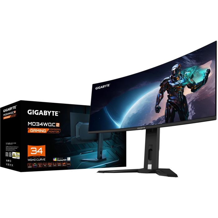 GIGABYTE MO34WQC2 Monitor Gaming 34" WQHD (3440x1440) Curvo QD-OLED 1800R 240Hz 0.03ms VESA DisplayHDR 400 True Black FreeSync Premium Pro 7 GIGABYTE MO34WQC2 Monitor Gaming 34" WQHD (3440x1440) Curvo QD-OLED 1800R 240Hz 0.03ms VESA DisplayHDR 400 True Black FreeSync Premium Pro 7