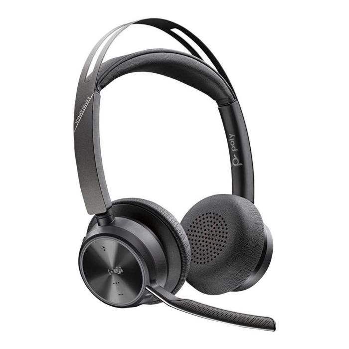 Poly 9T9J4AA Auriculares Inalámbricos Voyager Focus 2 para Microsoft Teams con Micrófono Cancelación Ruido ANC Bluetooth Adaptador USB-C/A Soporte de Carga Negro.