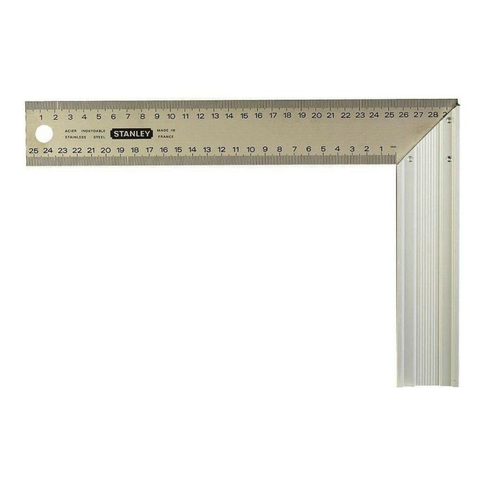 Stanley Cuadrado de carpintero 400mm Hoja de acero inoxidable Graduación milimétrica Talón de aluminio