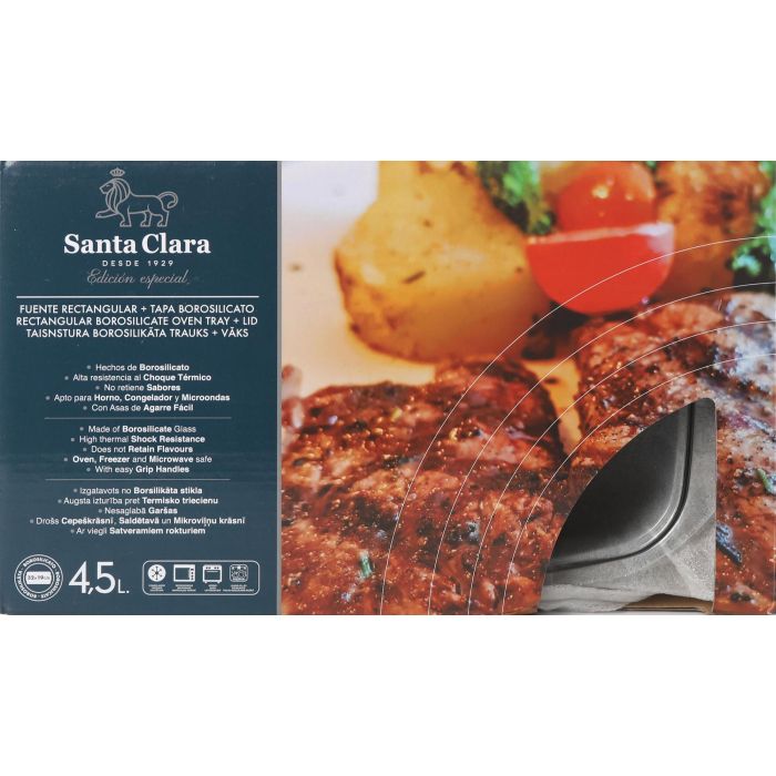 Fuente rectangular para horno Borosilicate con tapa 4.5L - Inde (2 Unidades) 3