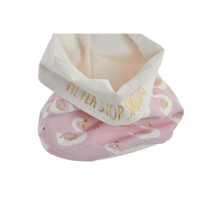 DKD Home Decor Cesta Infantil Colección Cisne Rosa Palo y Blanco de Poliéster 15x16x15 cm Pack de 6 Unidades 2