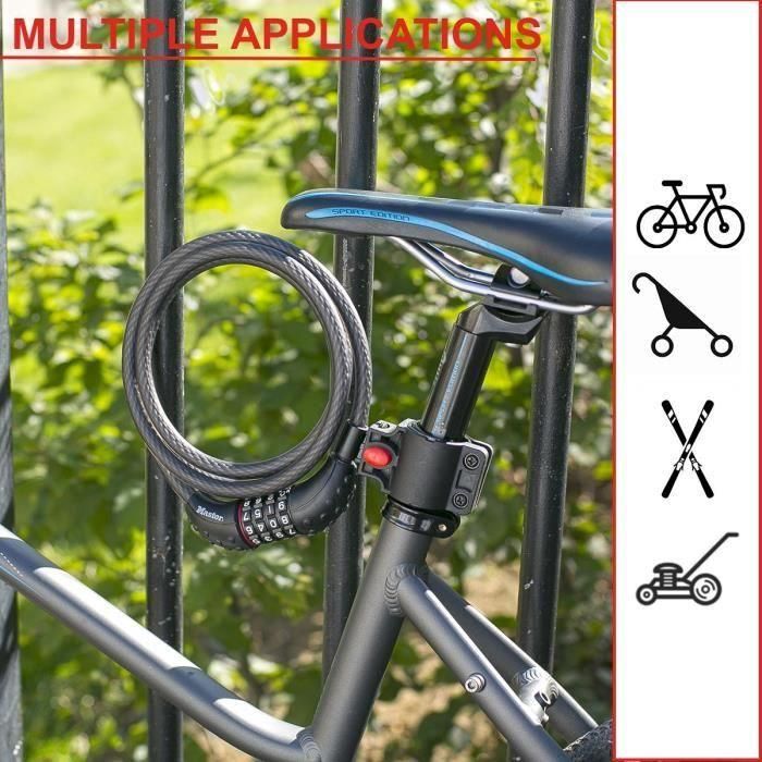 Candado para bicicleta - MASTER LOCK - 8120EURDPRO - Cable de acero trenzado - 1,8 m de longitud 3 Candado para bicicleta - MASTER LOCK - 8120EURDPRO - Cable de acero trenzado - 1,8 m de longitud 3