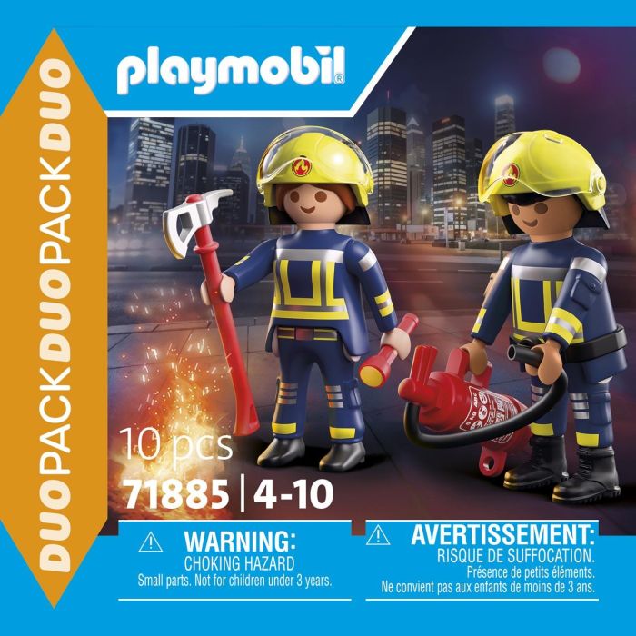 Playmobil Set de Bomberos con 2 Figuras, Hacha, Linterna y Extintor. Edad +3 años. 1