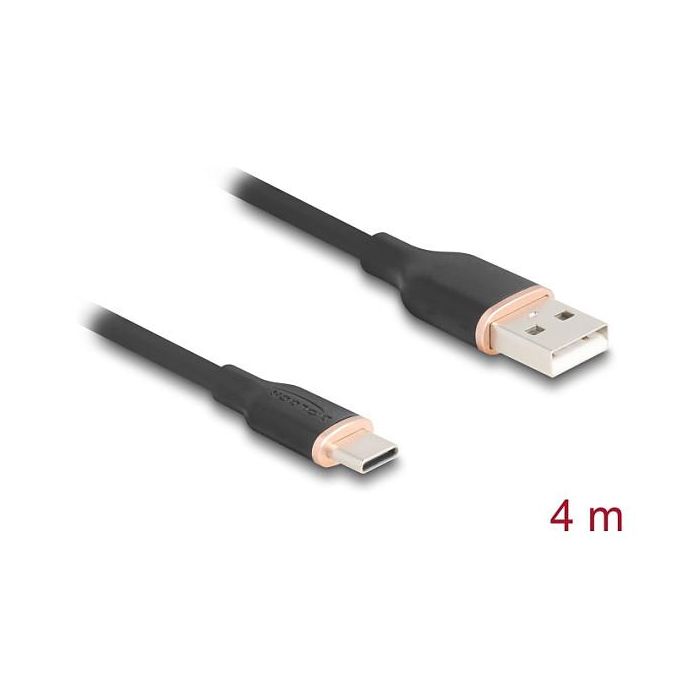 DeLOCK 81228 Cable USB 2.0 Tipo-A Macho a Tipo-C Macho (4m) para Transmisión de Datos y Carga - Negro 1