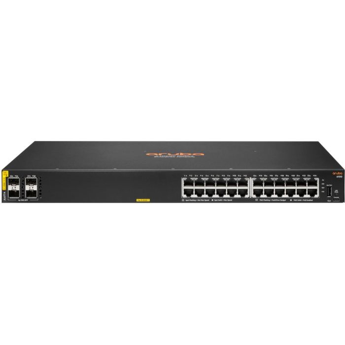 HPE Aruba Networking CX 6100 24G Class4 PoE 4SFP+ 370W Switch Gestionado L3 Gigabit Ethernet Montaje Rack 1U