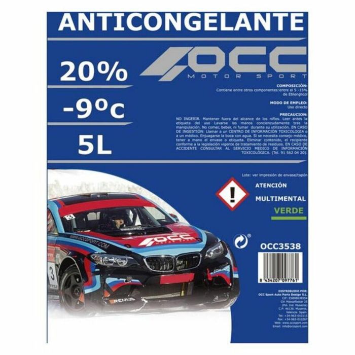 Anticongelante OCC Motorsport 20% Verde (5 L) 1 Anticongelante OCC Motorsport 20% Verde (5 L) 1