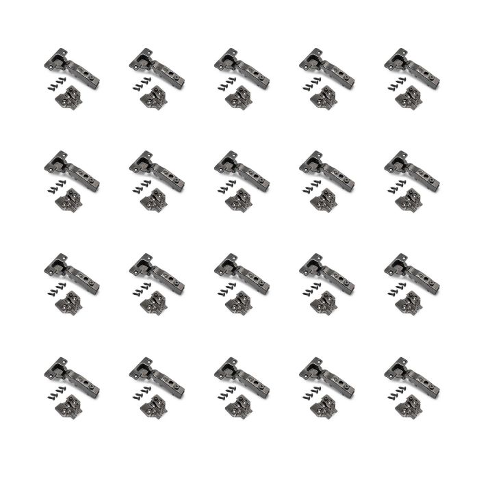 Emuca Lote de 20 bisagras rectas X91N con suplementos para atornillar, Altura 0, Acero, Titanio 0 Emuca Lote de 20 bisagras rectas X91N con suplementos para atornillar, Altura 0, Acero, Titanio 0