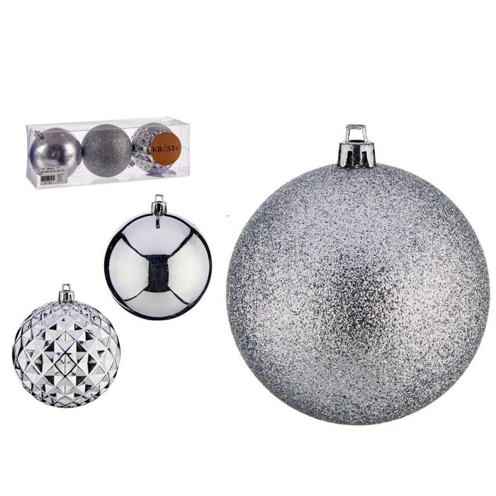 Set 3 Bolas PVC 8 cm Plata - Krist+ (12 Unidades) Set 3 Bolas PVC 8 cm Plata - Krist+ (12 Unidades)
