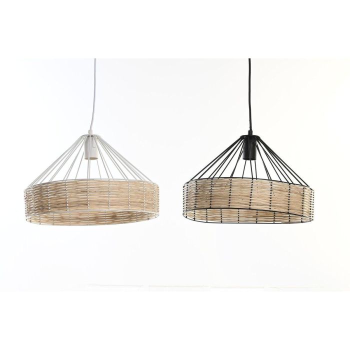 DKD Home Decor Lámpara de Techo Estilo Urban Negra y Blanca de Metal y Ratán para Bombilla E27 50W (2 Unidades) 35x35x22 cm DKD Home Decor Lámpara de Techo Estilo Urban Negra y Blanca de Metal y Ratán para Bombilla E27 50W (2 Unidades) 35x35x22 cm