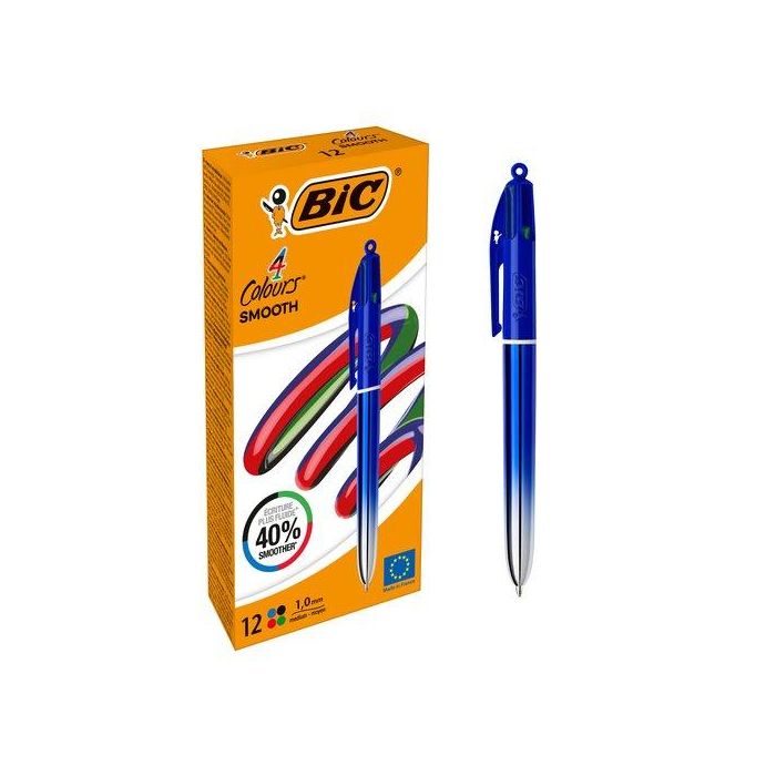 Boligrafo De 4 Colores Bic Smooth Gradient Azul (Set de 12)