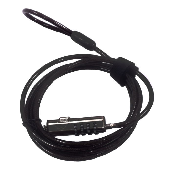 Ewent EW1238 Cable de Seguridad para Portátil con Combinación de 4 Dígitos y Candado de Acero, 1.8 Metros