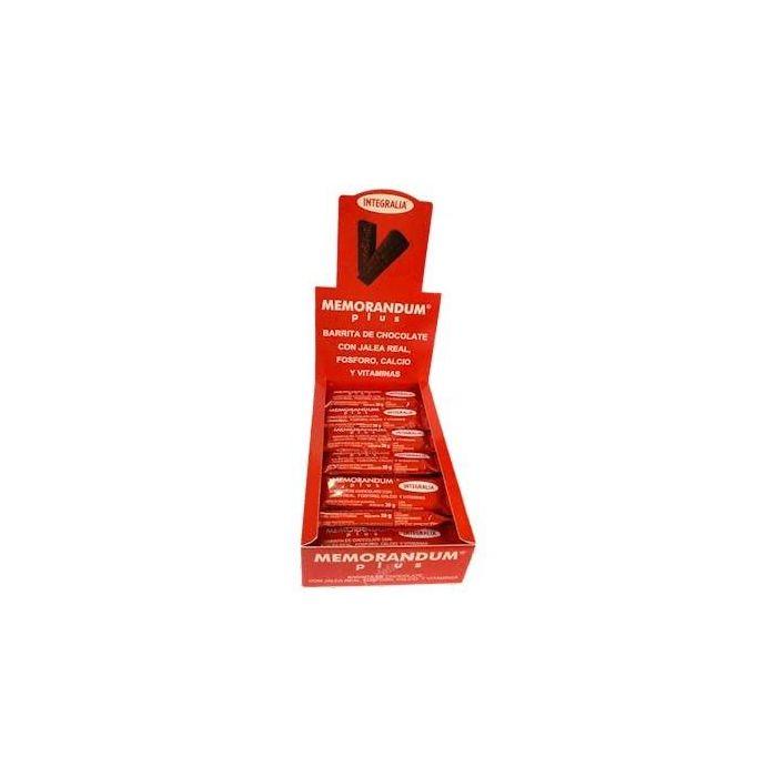 INTEGRALIA Barrita Memorandum Plus 24 Ud, chocolate con jalea real, fósforo y vitaminas, para memoria y rendimiento mental
