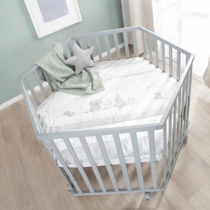 Roba Parque Infantil Hexagonal ROB4005317334172 - Funda Acolchada Diseño Elefante - 6 Ruedas con Freno - Madera Lacada Topo 4 Roba Parque Infantil Hexagonal ROB4005317334172 - Funda Acolchada Diseño Elefante - 6 Ruedas con Freno - Madera Lacada Topo 4