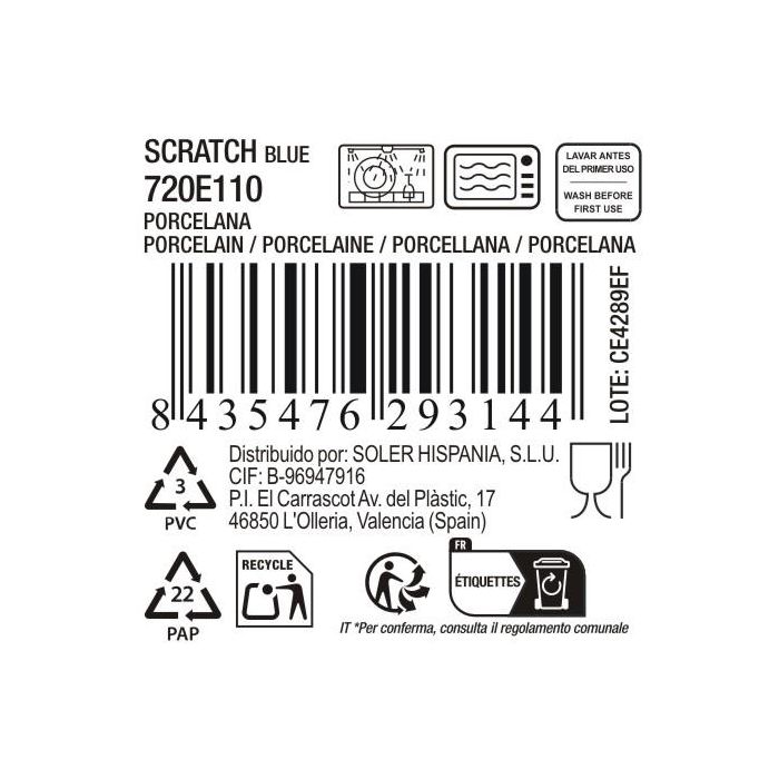 La Mediterranea Bol Alto 20.6 x 7.8 cm Scratch Blue 4