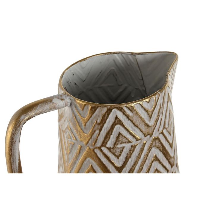 DKD Home Decor Jarrón Decorativo Moderno de Metal Dorado y Blanco con Asa - 24.5x24.5x66 cm 2 DKD Home Decor Jarrón Decorativo Moderno de Metal Dorado y Blanco con Asa - 24.5x24.5x66 cm 2